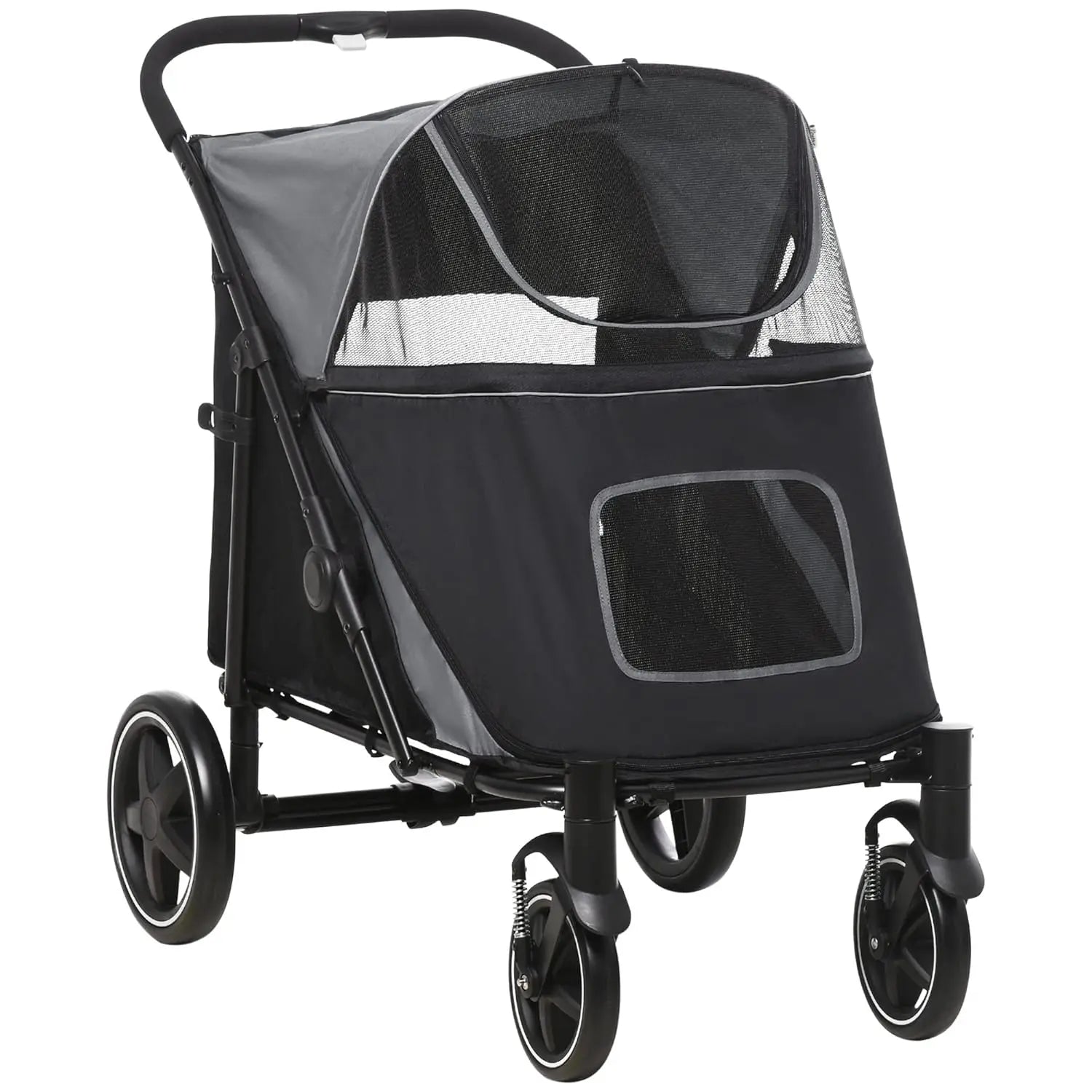 One-Click Foldable Doggy Stroller for Medium Large Dogs, Pet Stroller with Storage, Smooth Ride with Shock, Customized