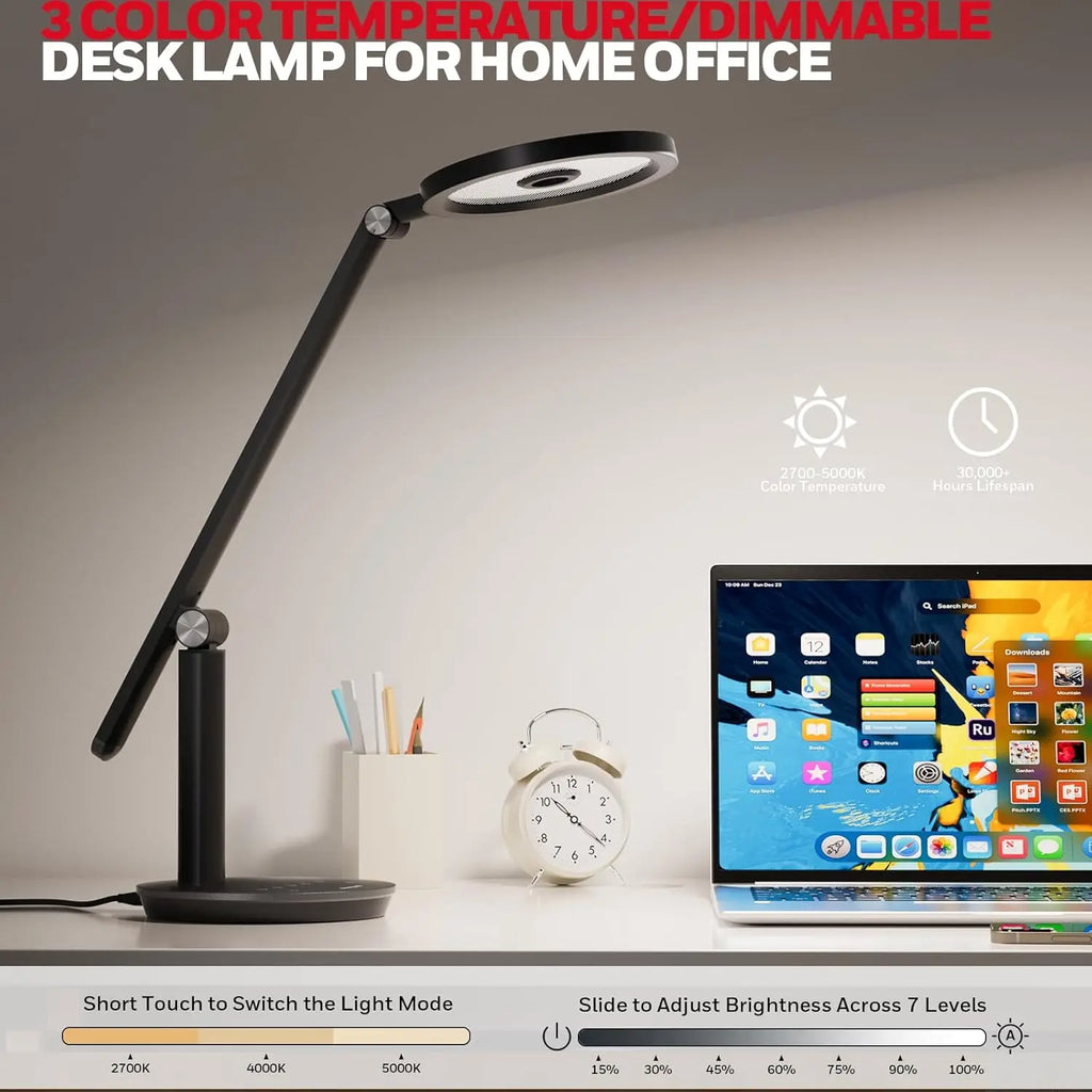 Dimmable LED Desk Lamp with Timer, 800LM Eye-Caring Light, Touch Control for Home Office Study Bedroom