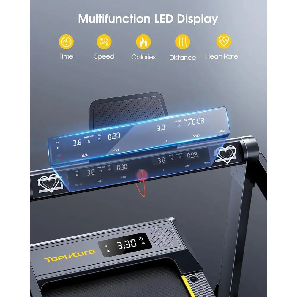 Portable Folding Treadmill with 12% Incline, Handle, and Bluetooth Speaker, 0.6-10MPH Speeds