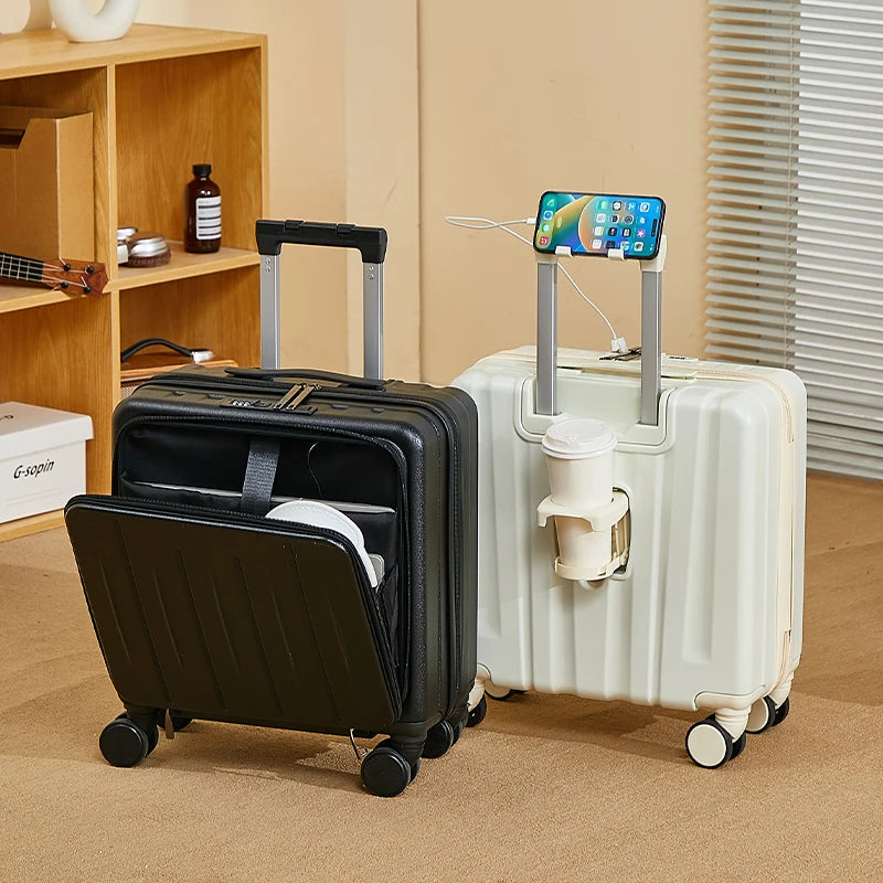 18 inches suitcase swivel wheels male student durable sturdy thick password travel case