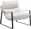 Mid-Century Accent Chair Armchair, Comfy Linen Fabric Leisure Chair Lazy Chair with Metal Leg for Living Room Bedroom Off