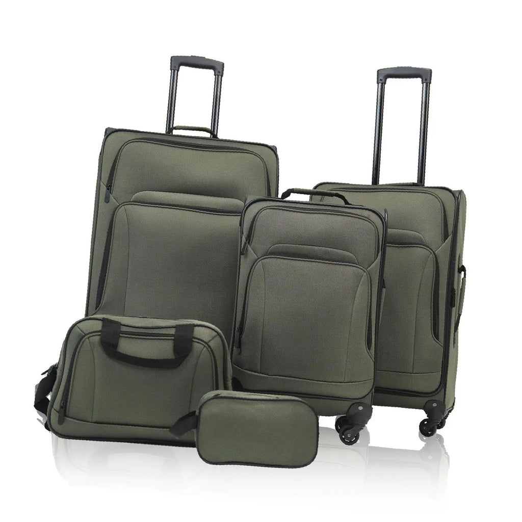 Travel Bag Suitcase Combo Expandable Soft Case Duffel Luggage Set with Wheels 5 Piece Organizer for Business or Leisure Travel