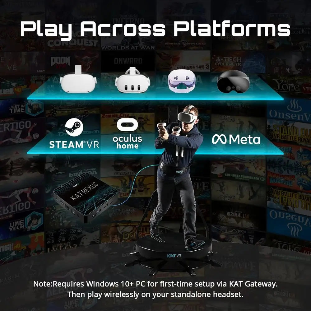 VR Treadmill Bundle with Seated Option for 360° Motion and Immersive Gaming | Compatible with SteamVR and Meta Quest | US Size 1