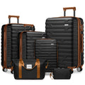 Black Hard Shell Luggage Set 5 Piece with Spinner Wheels Travel Suitcase Duffel Bag for Men Women