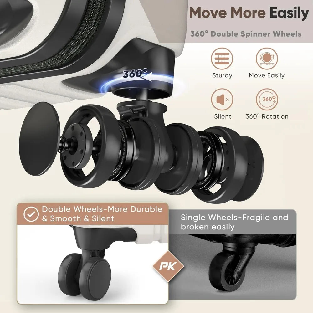 Showko Luggage 3-Piece Set: Durable 100% PC Hardshell Expandable Luggage with TSA Lock and Double Spinner Wheels - 20 & 24 Sizes