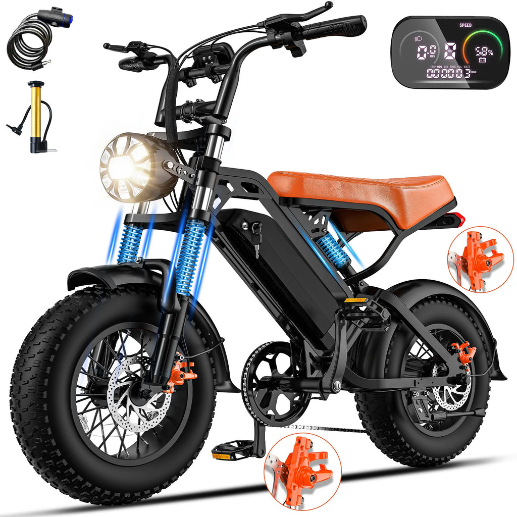 LELEKUAI All-Terrain ebike 16"*4.0 Tire Electric Mountain Bike with 1200W Motor, 48V 18Ah Removable Battery, 5-Speed Gear System