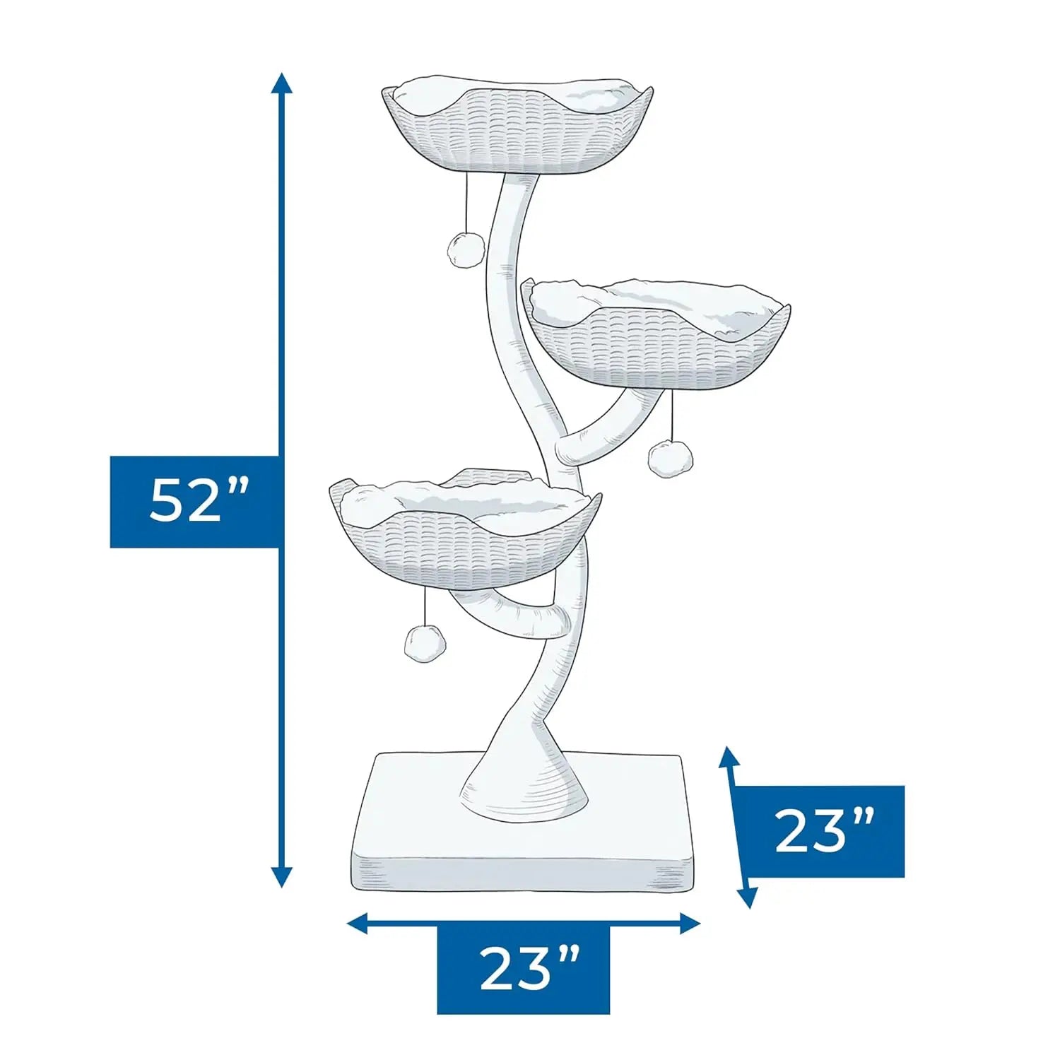 The Sanctuary Cat Tree - Luxury Cat Condo, Large Modern Indoor Tower with 3 Faux Fur Beds, Scratching Posts, and, Customized