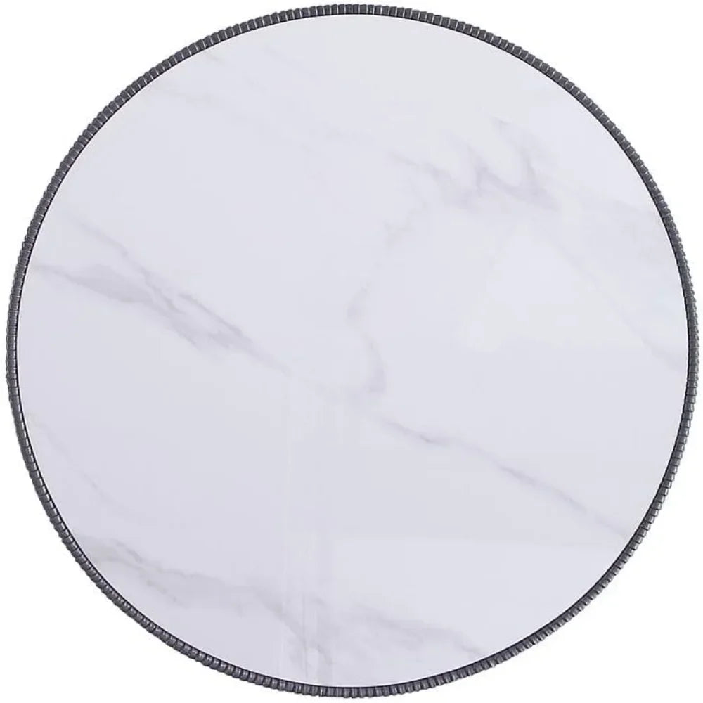 Anderson Modern 28.15" Round Coffee Table 2.0 - Ceramic Marble Tabletop, Elegant Pleated Leatherette Details