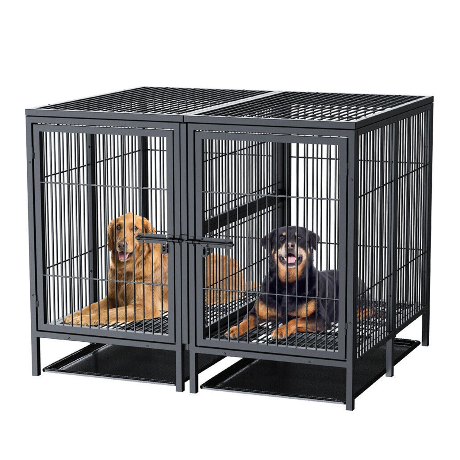 Jumbo Large Metal Pet Playpen, Kennel House with Steel Lock and Removable Trays, Heavy Duty Dog Cage