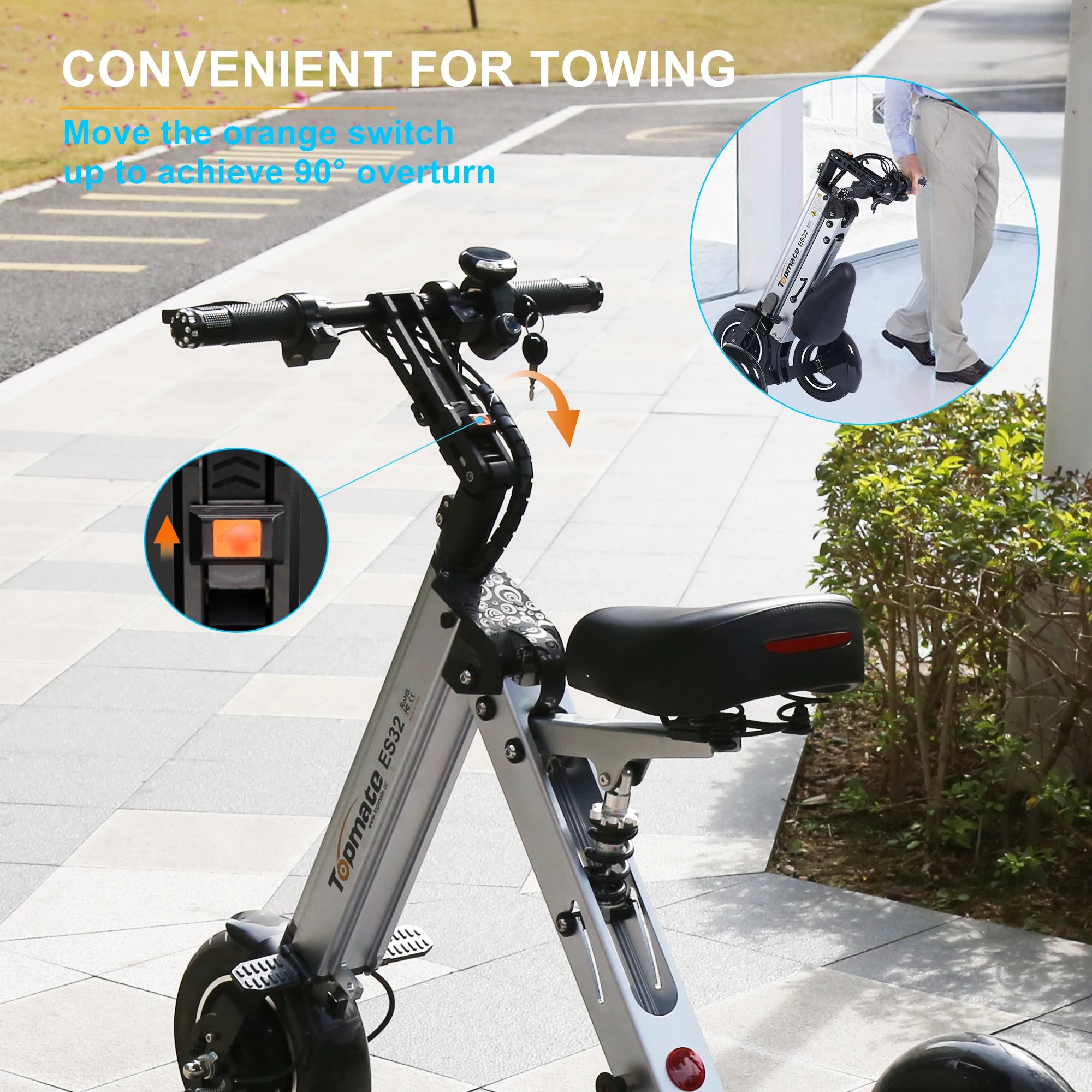 TopMate ES32 Folding Mobility Scooter with Reverse Function E-Tricycle for Adult and Senior, up to 15Mph & 20 Miles 3 Wheel