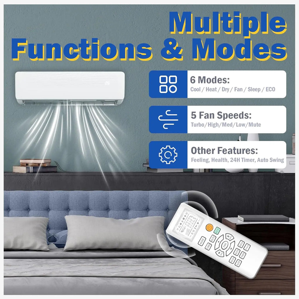 12000 BTU Mini Split AC w/WiFi Work Alexa 19 SEER2 Cools Up to 750 Sq. Ft,Ductless Inverter Mini Split System w/1 Ton Heat Pump