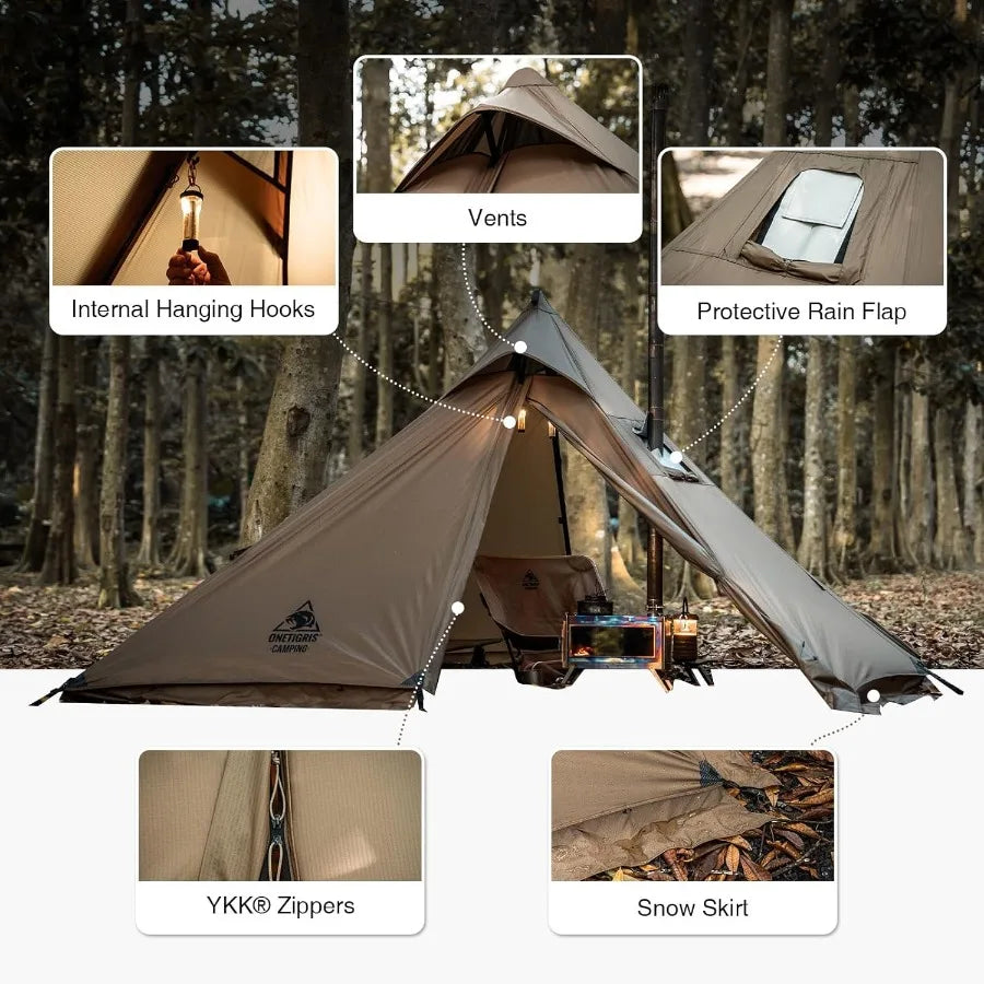 APEX Trail Teepee Tent Waterproof Windproof Hot Tent with Stove Jack for 2 People Ideal for Camping Hiking Bushcraft Bikepackin