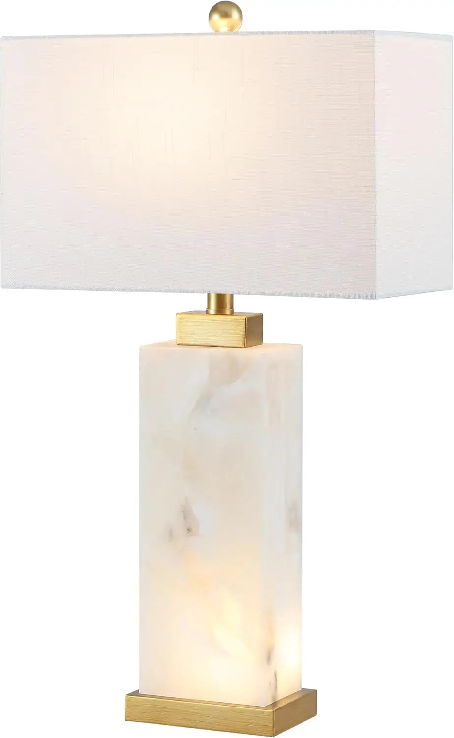 27.5" Alabaster LED Table Lamp with Gold Leaf, Coastal Contemporary Design for Bedroom Living Room Office
