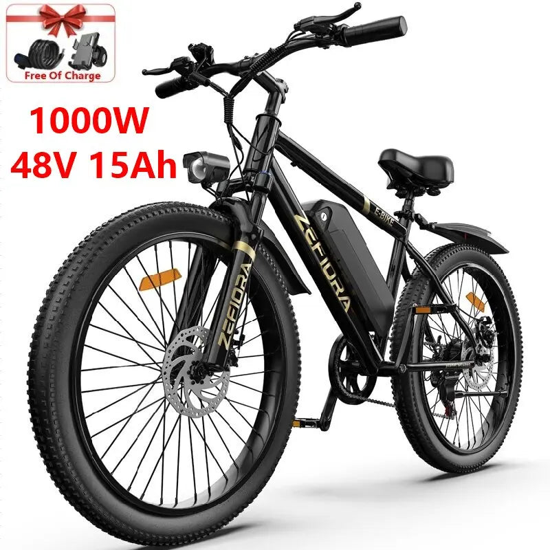 【Brand+】mountain Electric Bike 26 Inch,1000w 48v 10ah 15ah 17.5ah Ebike,comes Phone Holder/lock,for Cycling Electric Bicycle