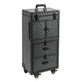 Rolling Lockable Makeup Train Case, Hairdressing Travel Case with Wheels, Cosmetology Case, Hair Stylist Travel Case Trolley