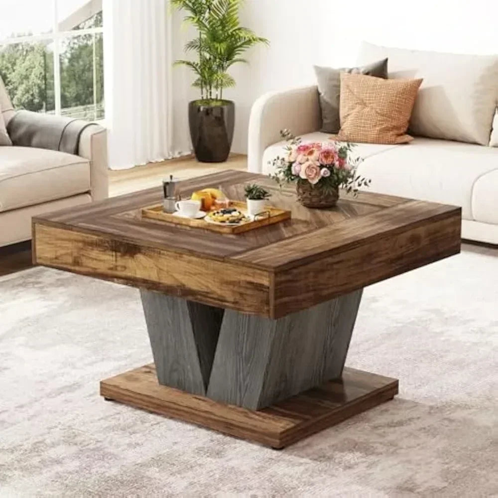 Square Coffee Table, Wood Coffee Tables for Living Room, 31.5" Modern Center Tables Cocktail Tea Table