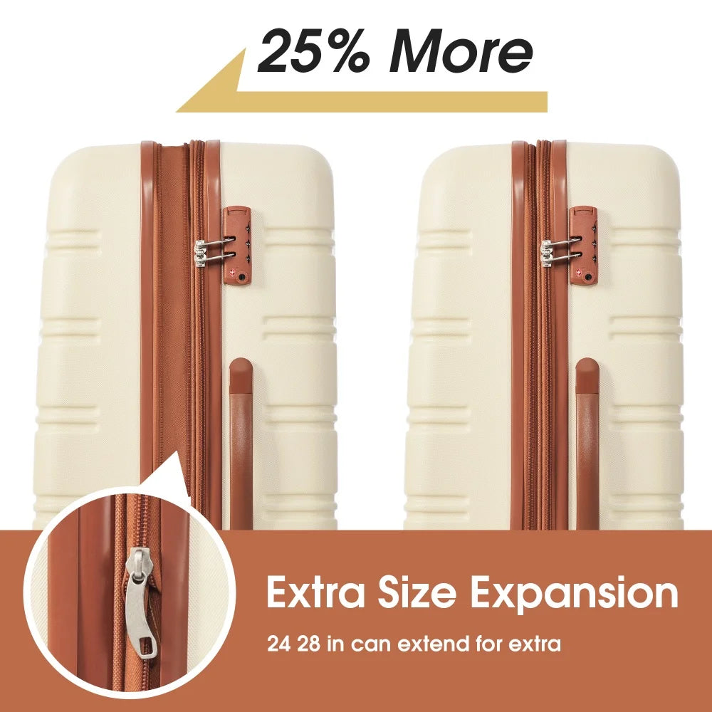 Hardshell Luggage Set 4Pcs Spinner Wheels Suitcase with TSA Lock Lightweight Expandable Travel Suitcase Rolling Luggage Carry On