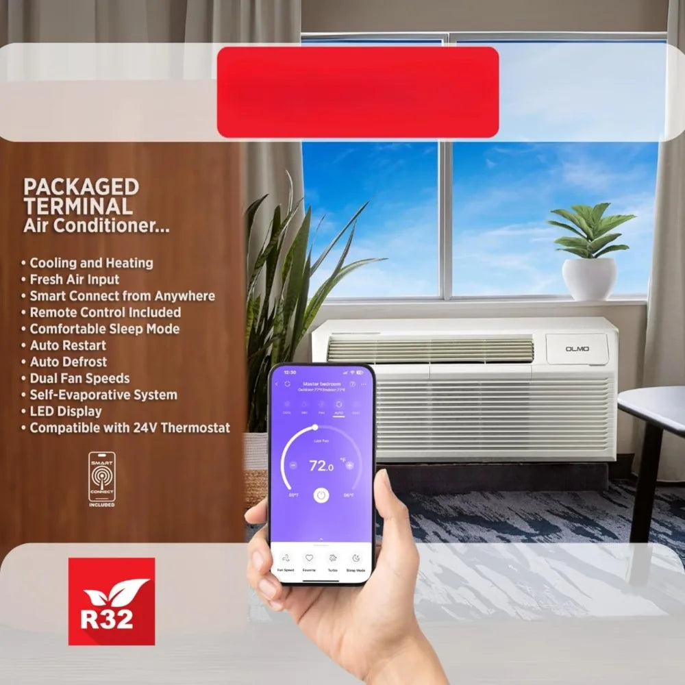 9,000 BTU PTAC Heating & Cooling  Packaged Terminal Air Conditioner & Heat Strip Built-In 3.5kW Electric Heater,Customized