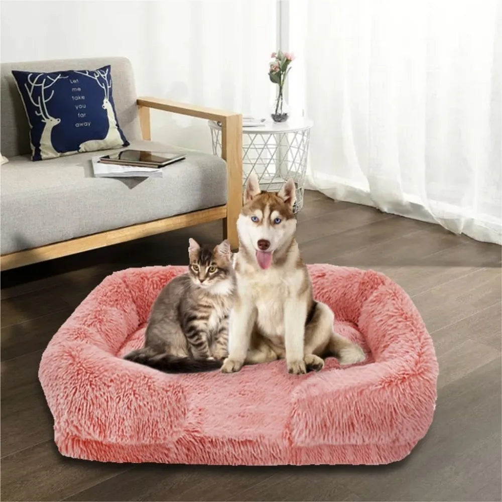 Autumn-Winter Warm Removable Dog Sofa Bed for Comfortable Pet Living, Ideal Square Kennel Pad for Cats and Dogs