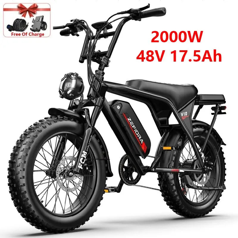 Electric bicycle,2000w 60Miles 48V ebike,Adjustable front brake seat,capable of climbing 45° slopes,fat tire electric bike 20"