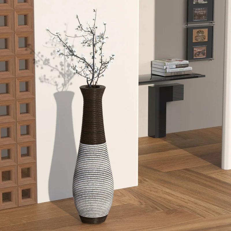 39-Inch Tall  Floor Vase Durable Artificial Rattan Elegant Two-Tone Dark Brown Finish Stylish Home Decor Statement Piece USA