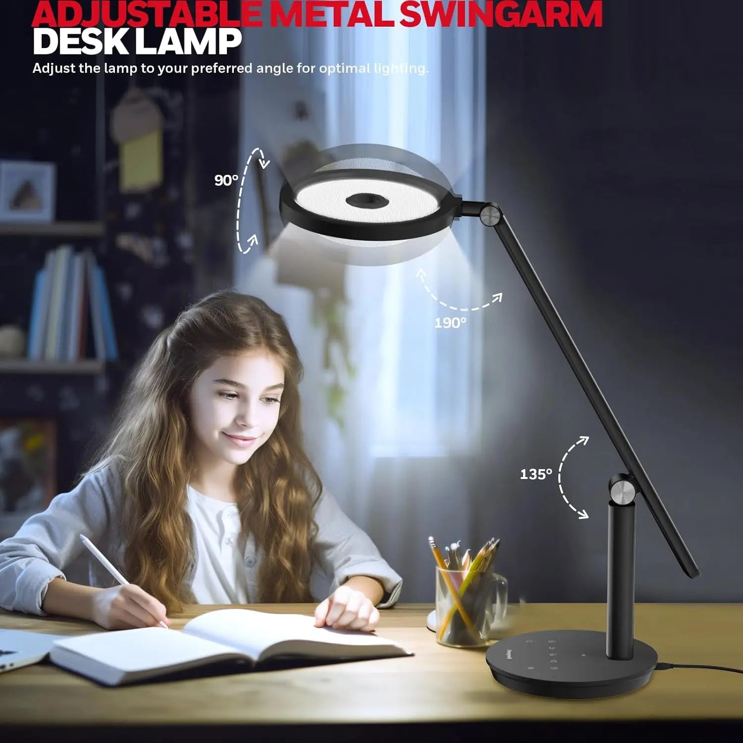 Dimmable LED Desk Lamp with Timer, 800LM Eye-Caring Light, Touch Control for Home Office Study Bedroom