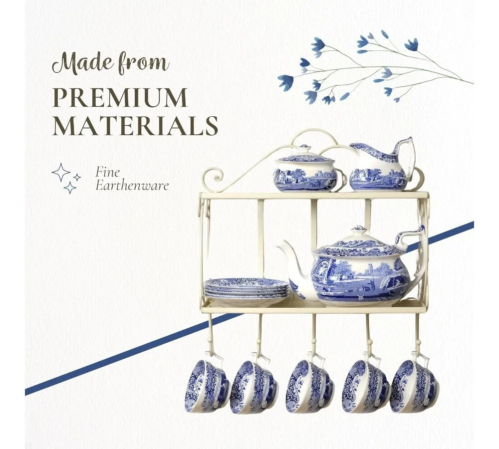 Italian Countryside Hexagonal Porcelain Vase - 10.5" Elegant Home Decor Centerpiece for Living Room & Gifts