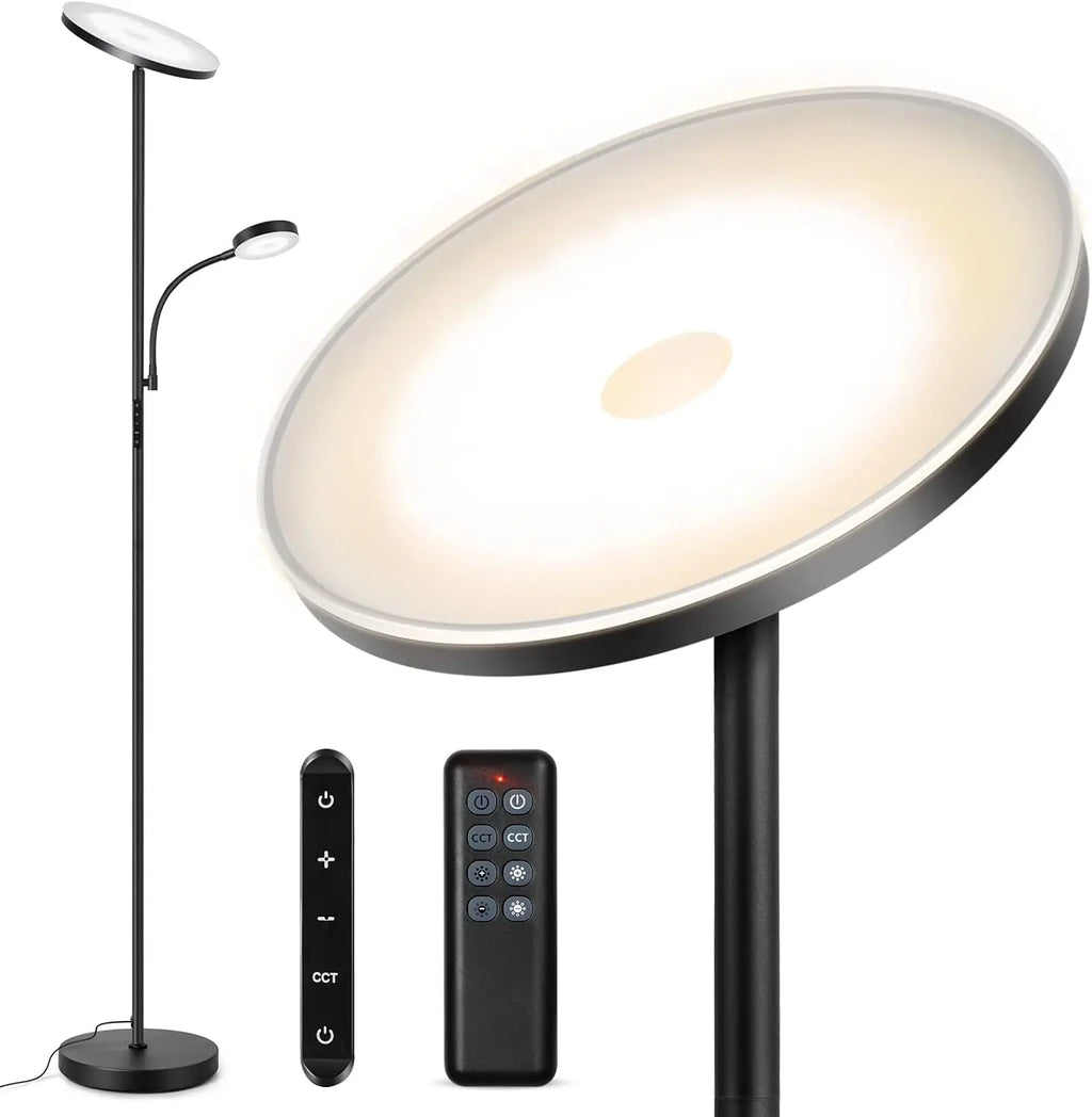 Modern LED Floor Lamp with Remote Control, Dimmable Brightness, 4 Color Temperatures for Living Room Bedroom Office