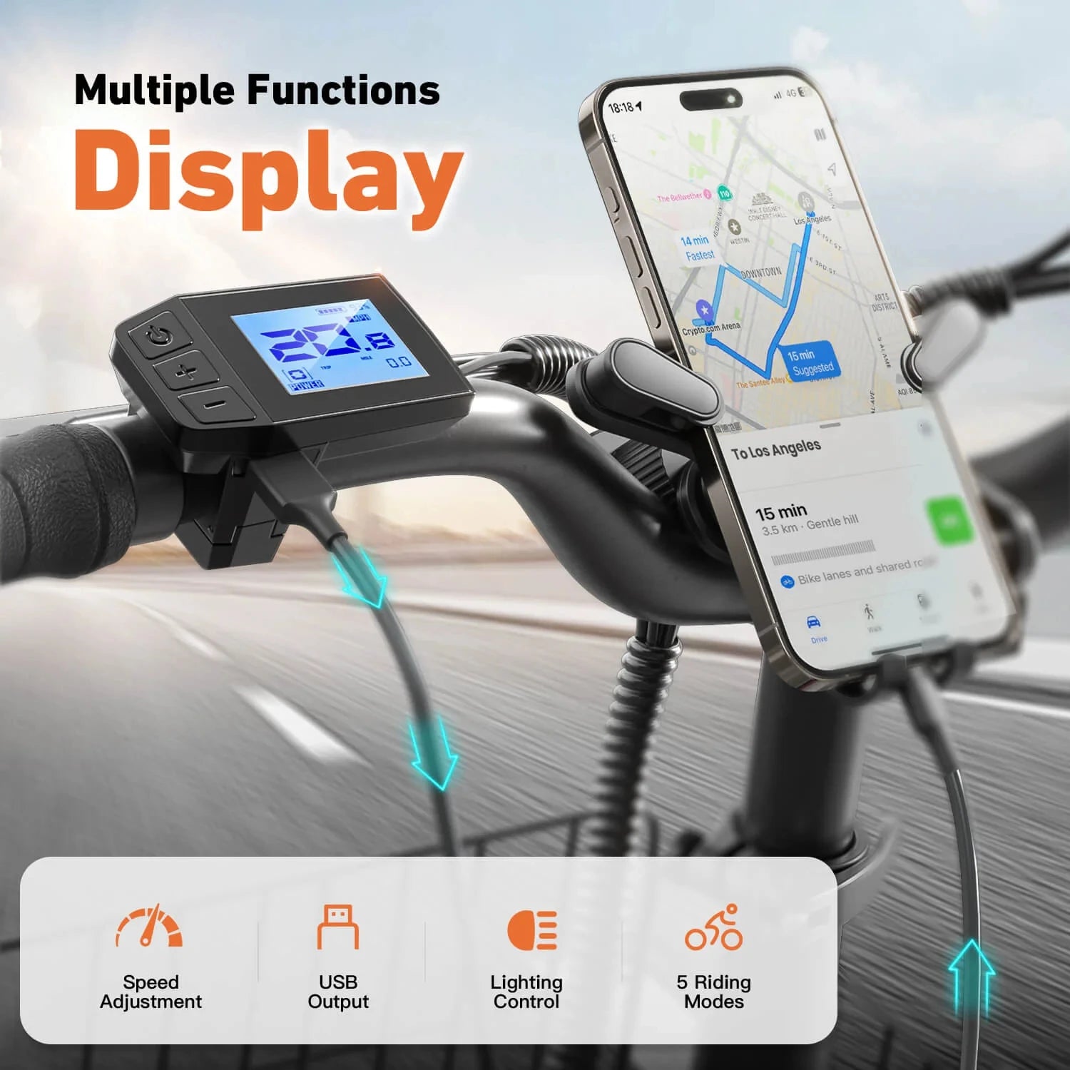 QRONGE Mirage Electric Bike 1000W Peak Folding E-bike 486Wh 70 Miles Range 7 Speed 25 MPH Max Electric Bicycle With Front Basket