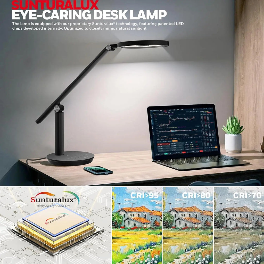 Dimmable LED Desk Lamp with Timer, 800LM Eye-Caring Light, Touch Control for Home Office Study Bedroom