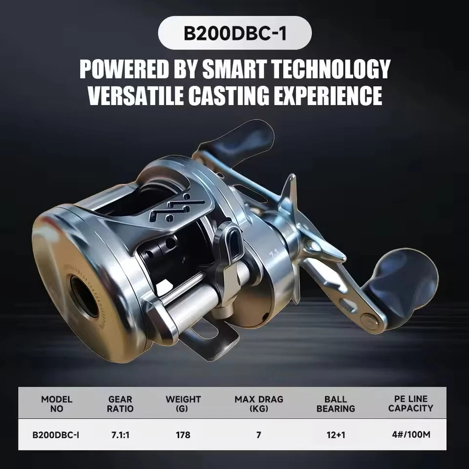 Loongze Airlite BFS Baitcasting Reel All Metal Electromagnetic Brake Bait Finesse Fishing B50/100/200DBC-I Lightweight Bass