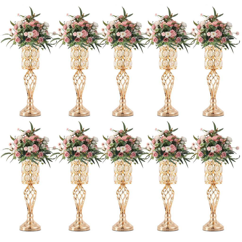 10 Pcs Metal Wedding Table Centerpieces Crystal Flower Vase Stand Party Decor