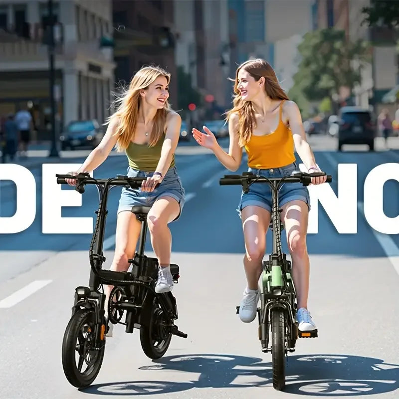 14" Folding Electric Motorcycles Mountain E Bike for Adults, 400W Peak Motor Ebike 19.5Mph 19Miles 48V 10.3AH Electric Bicycle