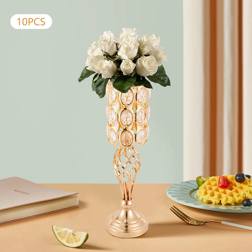 10 Pcs Metal Wedding Table Centerpieces Crystal Flower Vase Stand Party Decor