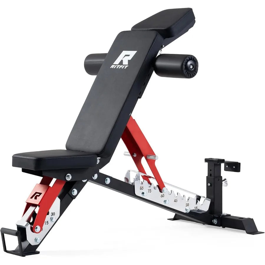 3-Section Adjustable Weight Bench 1600LBS Capacity Workout Bench for Home Gym with Thickened Padding 21 Levels Incline Decline