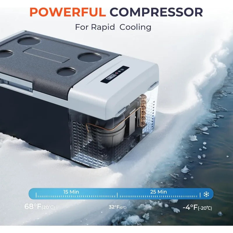 Refrigerator Portable Fridge - 16Quart(15L) Electric Cooler Compressor fridge -4℉~68℉, 12/24V DC & 110-240V AC Car Refrigerator