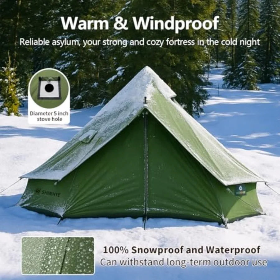 Canvas Bell Yurt Tent with Stove Jack Waterproof Luxury 4 Season Tents for Family Outdoor Camping 100% Cotton Green Glamping Te